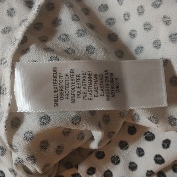 Adrianna Papell Polka dot Tie Flutter Sleeve Top L Short Sleeve White Blouse - Picture 8 of 9